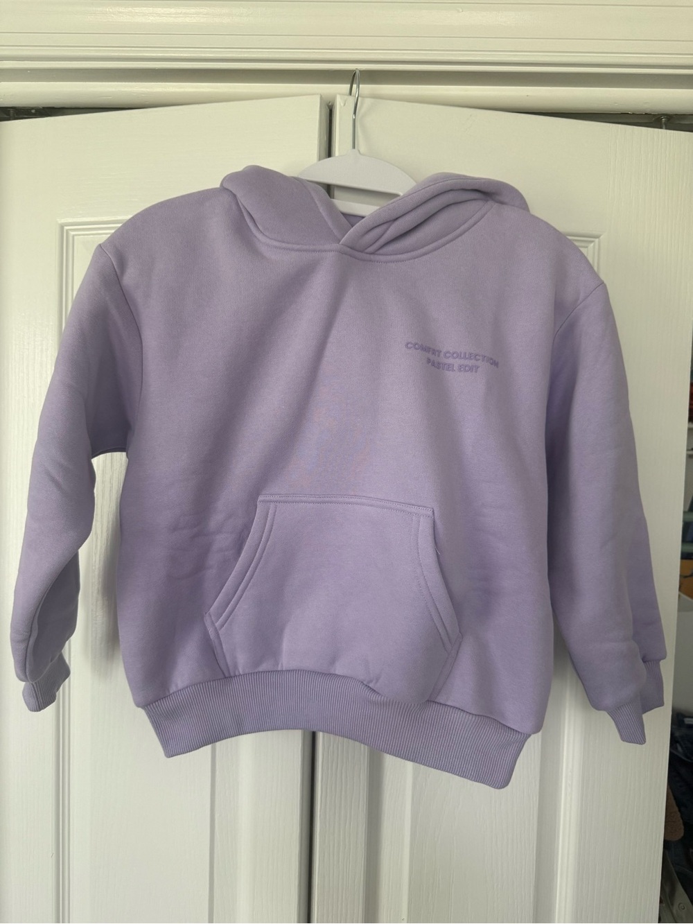 Kids' Lavender Hooded Pullover Sweatshirt with Kangaroo Pocket